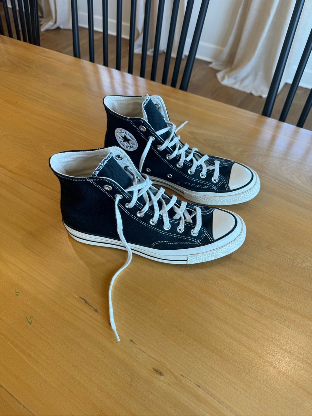 Classic High-Top Canvas Sneakers in Black and White - Picture 2 of 5